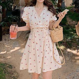Short-sleeve Cherry Print Blouse / A-line Dress