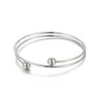 Fashion Simple Geometric Round Bead 316l Stainless Steel Bangle Silver - One Size