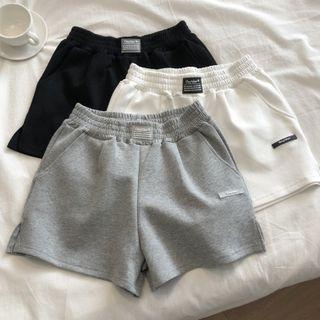High-waist Lettering Wide-leg Shorts