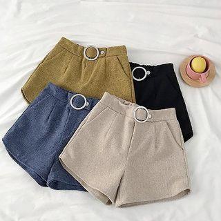 Melange High-waist Acrylic A-line Shorts