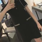 Short-sleeve Tweed Trim Polo Dress