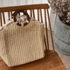 Hood-handle Straw Tote Light Beige - One Size