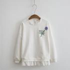 Frill Trim Embroidered Pullover