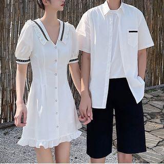 Couple Matching Short-sleeve Shirt / Mini A-line Dress / Shorts