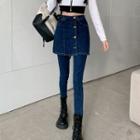 Inset Denim Skirt Jeans