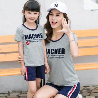 Family Set: Letter Short-sleeve T-shirt + Shorts