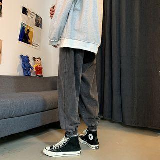 Splatter Print Denim Jogger Pants