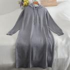Plain Hooded Knit Midi Dress