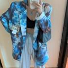 Double Breasted Tie Dye Blazer Blue - One Size