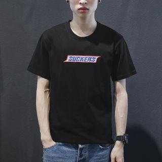 Short-sleeve Embroidery Crew-neck T-shirt