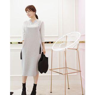 Tasseled Zip-pocket Midi Jumper Dress