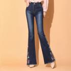 Boot-cut Embroidered Jeans