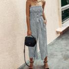 Printed Strapless Cropped Straight-cut Jumpsuit