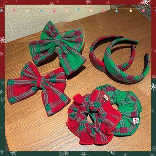 Plaid Fabric Bow Headband / Hair Clip / Set