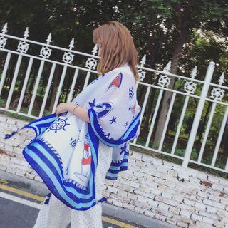 Printed Scarf Blue & White - One Size