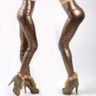 Leopard Print Faux Leather Leggings As Shown In Figure - One Size