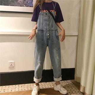 Button-front Denim Jumpsuit