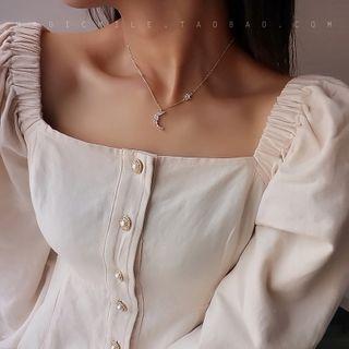 Rhinestone Crescent Necklace As Shown In Figure - One Size