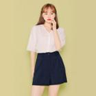 V-neck Button-down Blouse