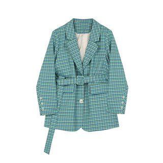 Check Belted Blazer