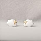 Star Cloud Sterling Silver Earring 1 Pair - Gold & White - One Size