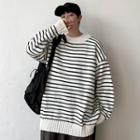 Long-sleeve Oversize Striped Knit Sweater