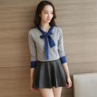 Tie-neck Long-sleeve Knit Top