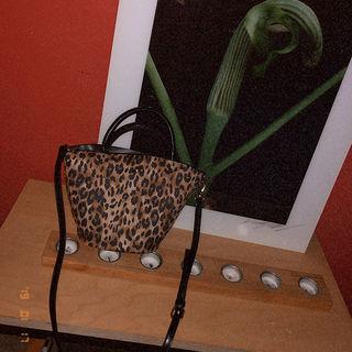 Leopard Bucket Hand Bag With Shoulder Strap Brown - One Size