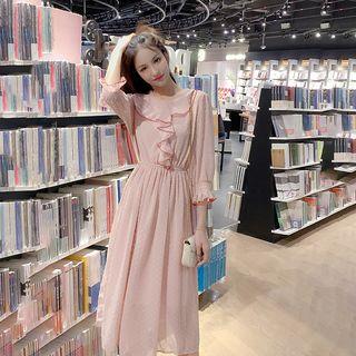 Elbow Sleeve Ruffled Dress