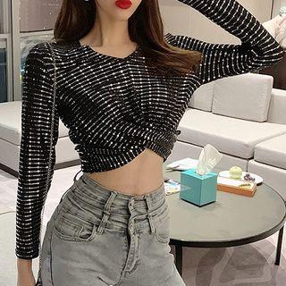 Glitter Long-sleeve T-shirt Silver - One Size