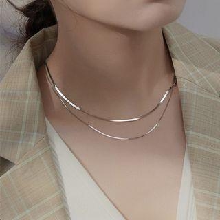 Layered Sterling Silver Choker 1 Pc - Silver - One Size