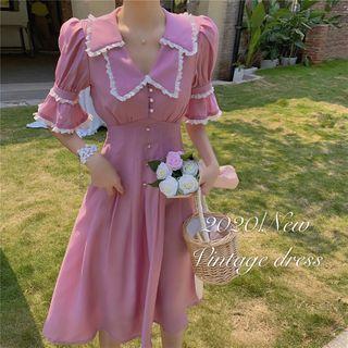 Lace Trim Peter-pan Collar Dress