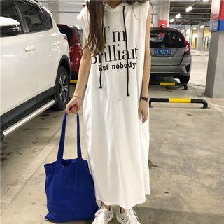 Hooded Lettering Maxi Tank Dress