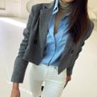 Double-breasted Herringbone Cropped Jacket