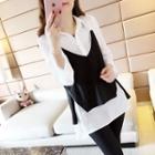 Set: Ruffled Shirt + Spaghetti-strap Top