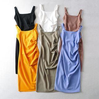Plain Shirred Tank Dress