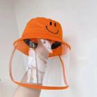 Smiley Face Embroidered Hat With Face Shield Smiley Face - One Size