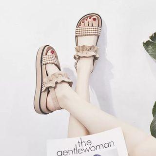 Plaid Strap Slingback Sandals