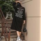 3/4-sleeve Letter Print T-shirt Dress