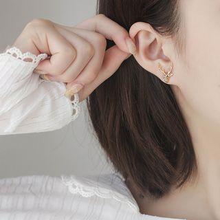 Rhinestone Alloy Deer Earring 1 Pair - Deer - One Size
