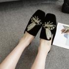 Square-toe Embroidered Mules