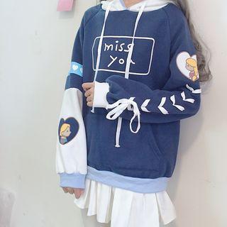 Lace Up Fleece-lined Long-sleeve Sweatshirt