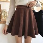 Plain High-waist Knit A-line Skirt