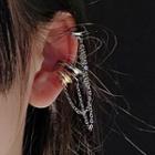 Chained Cuff Earring 1 Pair - Asymmetric - Silver - One Size