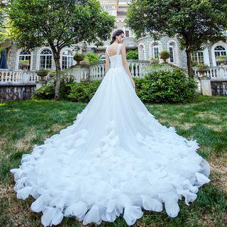 Sleeveless A-line Wedding Gown / Trained Wedding Gown