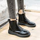 Zip-front Faux-leather Panel Chelsea Ankle Boots