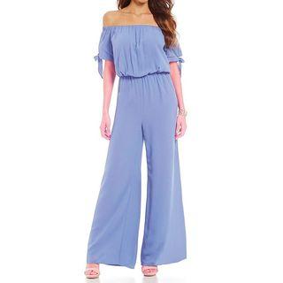 Plain Off Shoulder Short Sleeve Jumpsuit