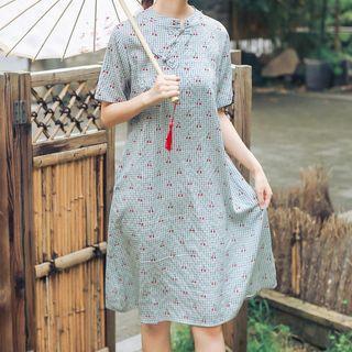 Short-sleeve Cherry A-line Dress