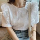 Short-sleeve Lace Ruffle Blouse White - One Size
