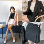 Set: Single-button Blazer + Pleated Miniskirt